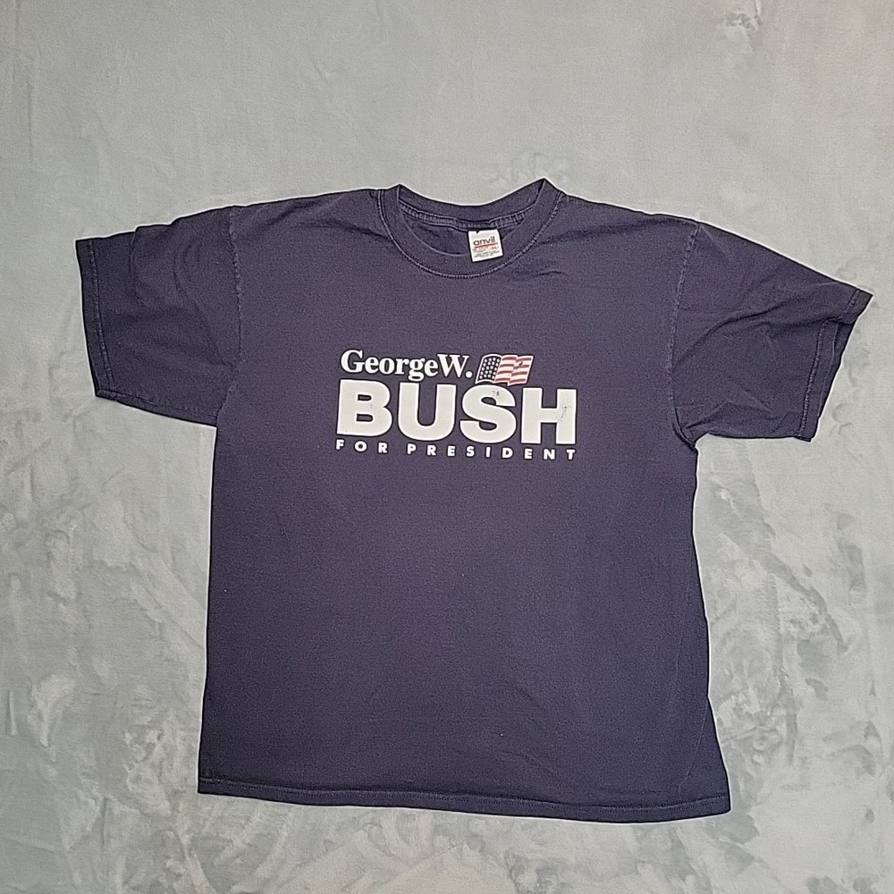 VTG‎ George W Bush For President Shirt Mens XL Navy Blue Political Election